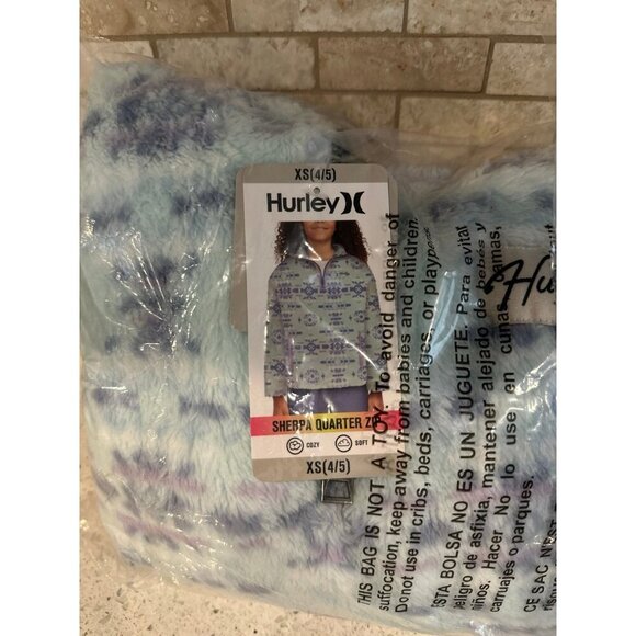 New $48.00 HURLEY girls Sherpa Printed Quarter-zip Jacket - Size: xs 4/5 - Picture 2 of 3